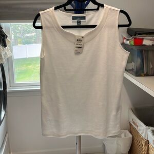 Karen Scott. Macys white medium top. Sweetheart neckline. Never worn